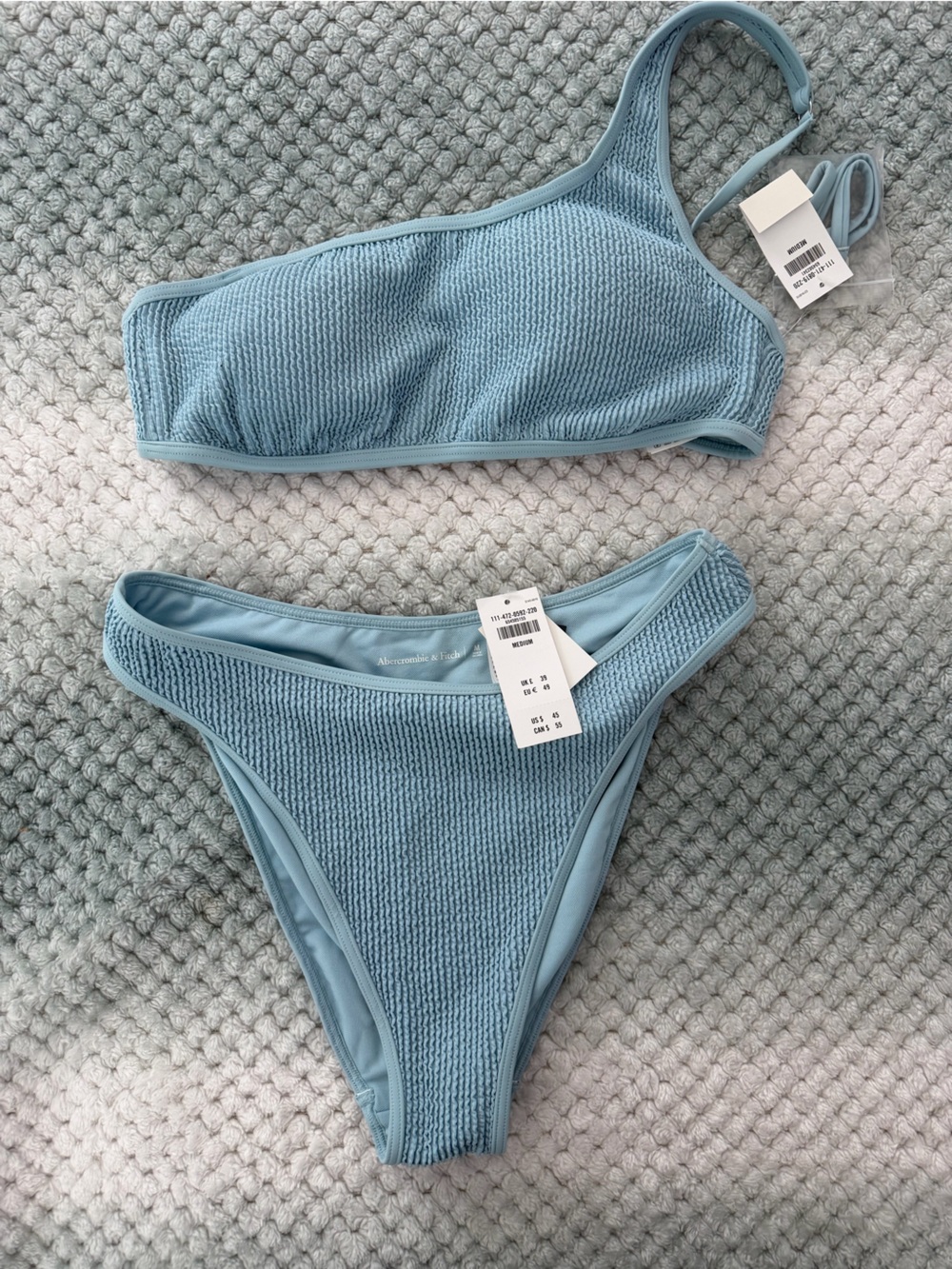 Abercrombie & Fitch Light Blue Textured Bikini Top & Bottom